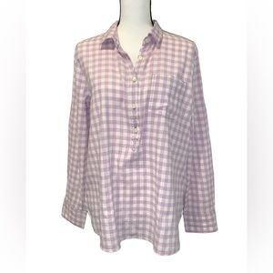 J. Crew linen boy fit women’s check dress shirt size medium 10